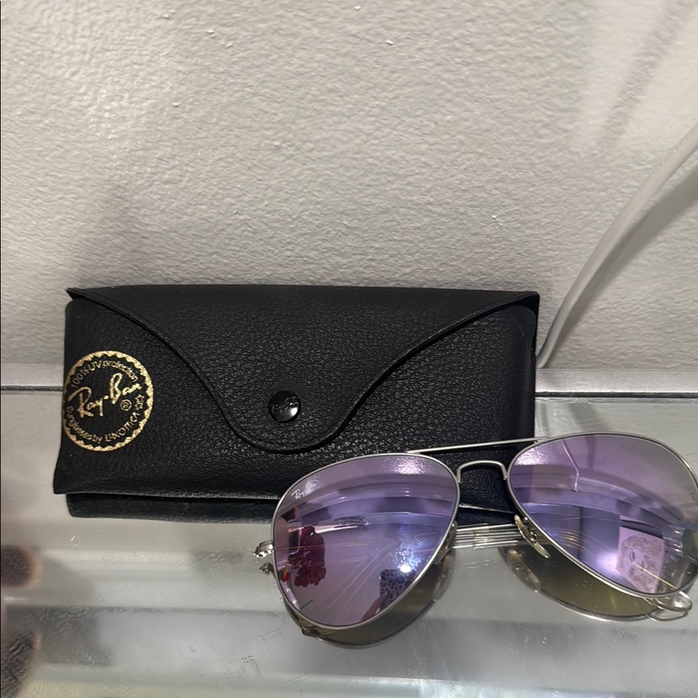 Ray-Ban Silver Purple Aviator Sunglasses